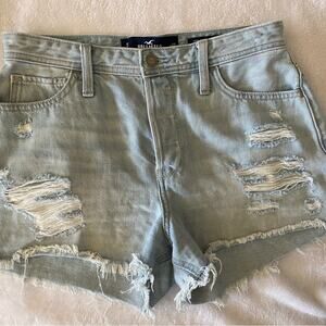 Hollister Distressed Light Denim 5 pocket high-waisted Mom Jeans Size 5/27